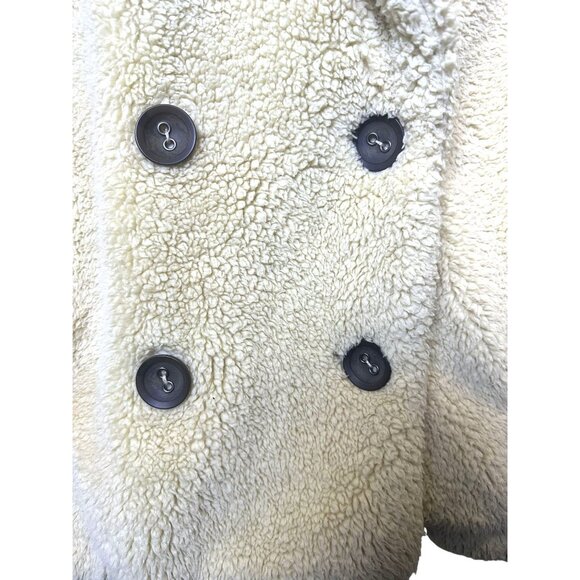 Free People Teddy Sherpa Pea Coat Oatmeal XS Cozy & Soft Double Breasted Jacket - Picture 9 of 11